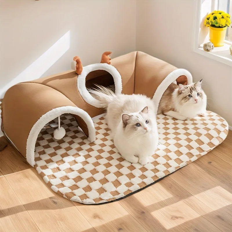 Cats Pet Products Warm Supplies Christmas Goods for Winter Basket Houses Habitats Kitten Accessory Bed Dog All Things Mat Beds