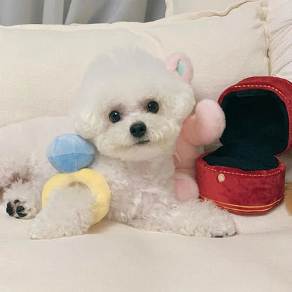 Creative Ring Box Plush Toy Love Diamond Ring Case Stuffed Pet Chew Toy Sounds Puppies Kids Cute Soft Dog Bitter Interested Toys