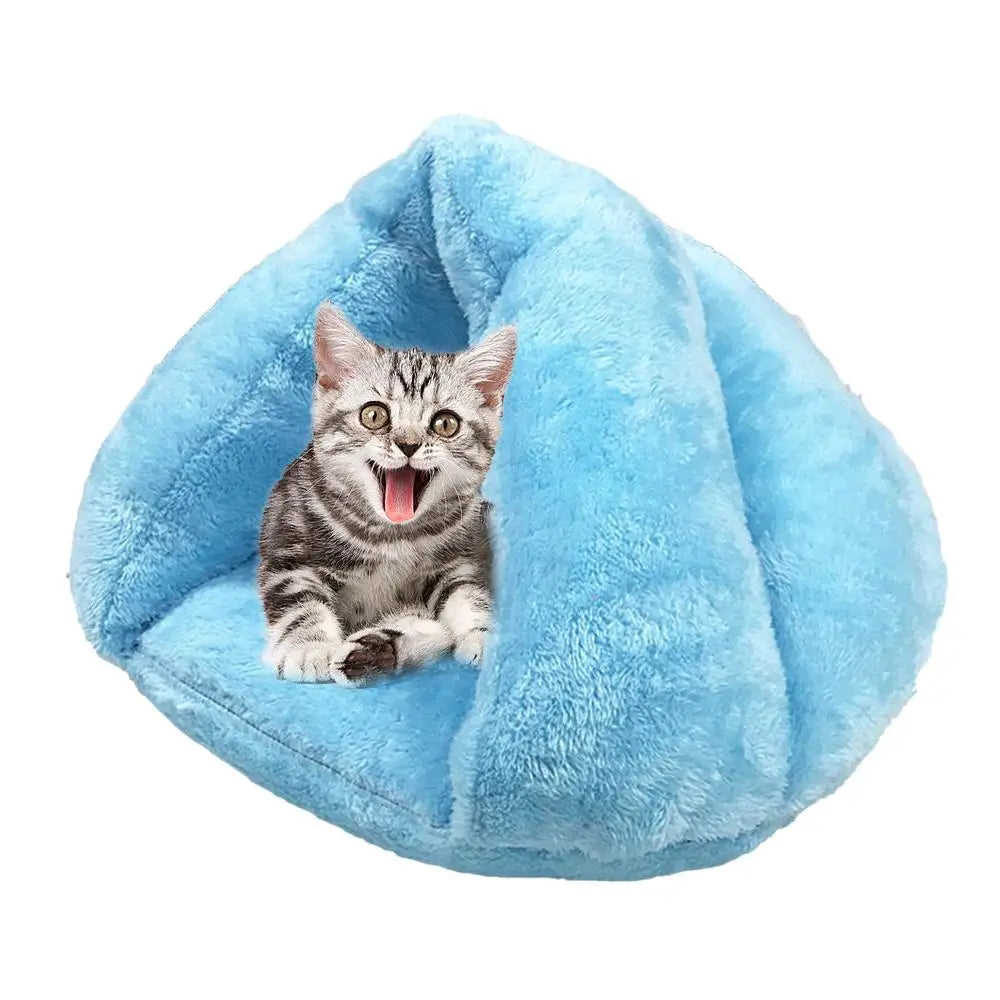 Hooded Cat Bed Cave Soothing Triangular Plush Cave Bed Cat Tent Semi-Open Winter Pet Supplies Creative Non-Slip Bottom For Pets