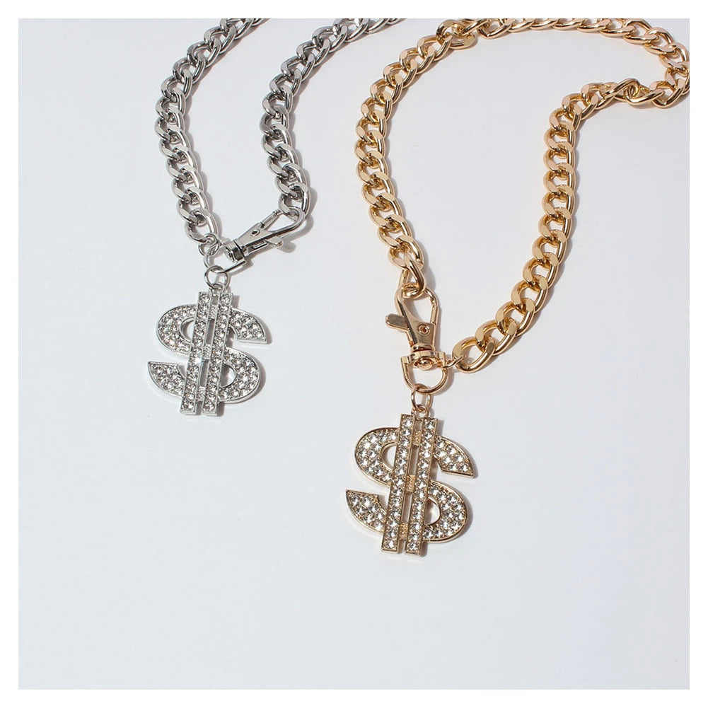 Luxury Dog Collar Necklace for Small Medium Dogs Dollar Sign Pendants Hip Hop Gold/Silver Plated Chain Jewelry Pet Accessories