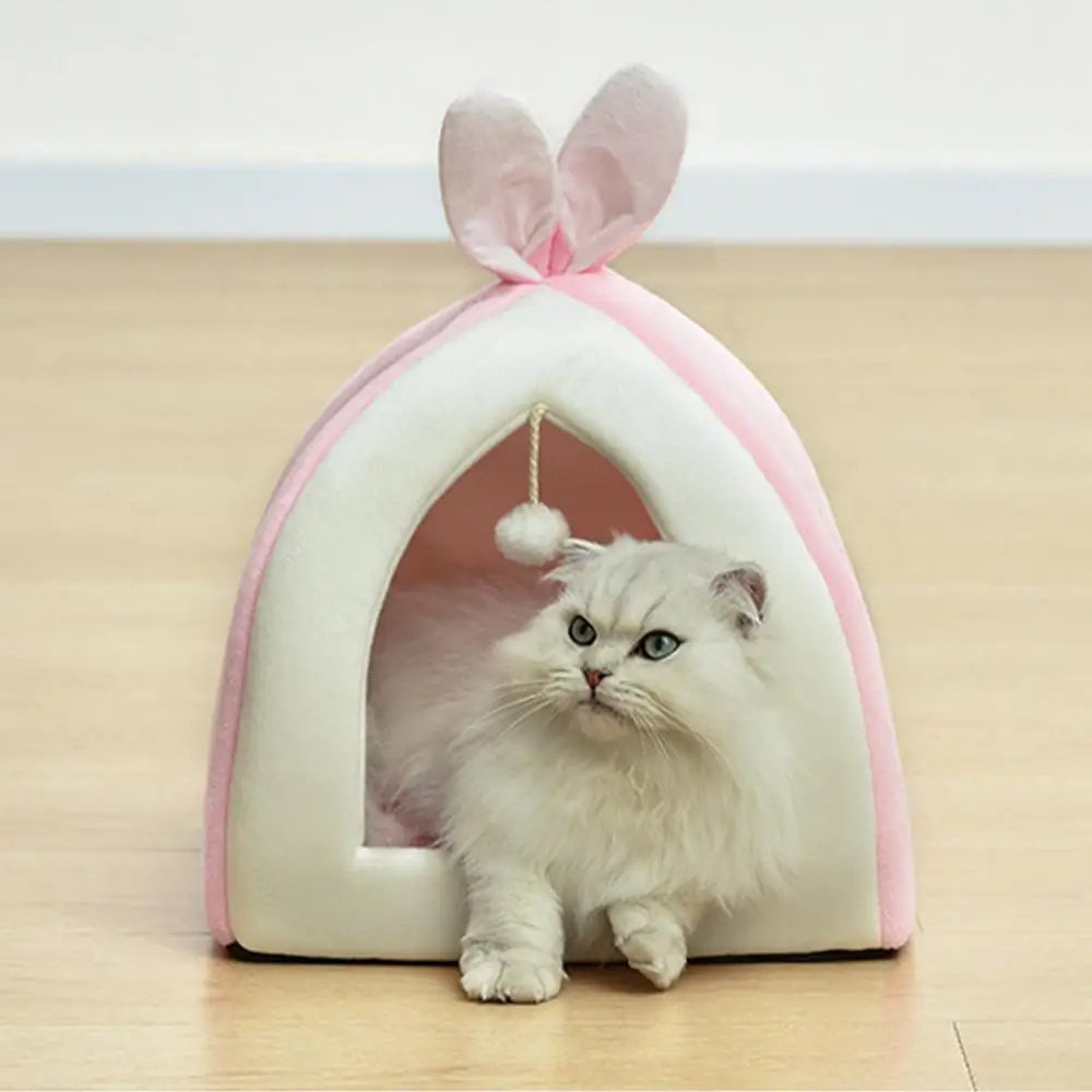 Rabbit Ear Plush Dog Cat Pet Bed House Nest Warm Super Soft Pet Basket Puppy Cushion Mat Cat Pets Supplies