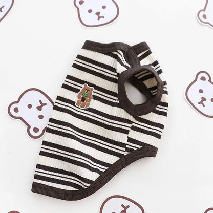 Dog Shirts Cotton Striped Puppy T-Shirts Spring Autumn Clothes for Small Dogs, Soft Breathable Stretchable Doggy Tee Pet Apparel
