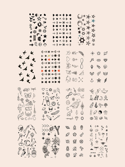 15pcs Waterproof Temporary Tattoo Sticker Starry Moon Flower Heart Flying Bird Fake Tatto Flash Tatoo finger Tato for  Women Men