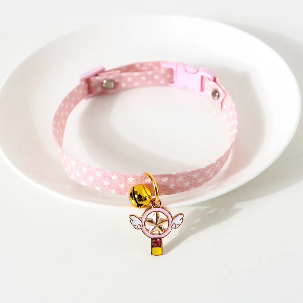 Pet Supplies Accessories for Cats Adjustable Cat Necklace for Kitten Puppy Small Dog Cat Breakaway Bell Collar with Cute Pendant