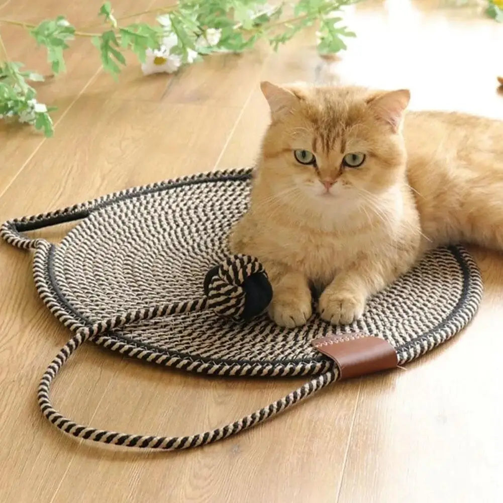 Braided Rope Cat Scratching Pad + Sleeping Pad 2in1 Natural Cotton Rope Material Handmade Comfortable Cat Toy Sturdy and