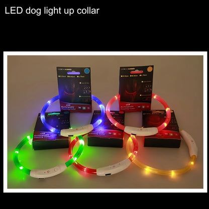 40/50/70cm Led Dog Collar USB Rechargeable Pet Dog Night Luminous Charge Collar Glowing Necklace Collar Safety Night Light