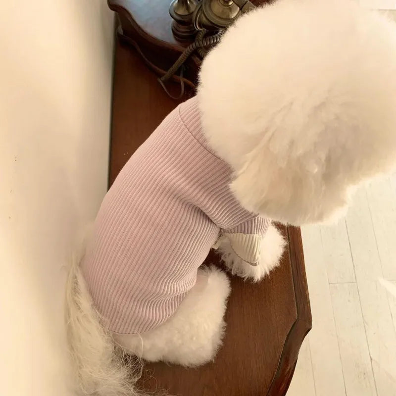 Fashion Pet Dog Bottoming Shirt Puppy Solid Color Clothes Winter Teddy Warm Two Legged Clothing Pet Poodle Pullover Dog Jackets