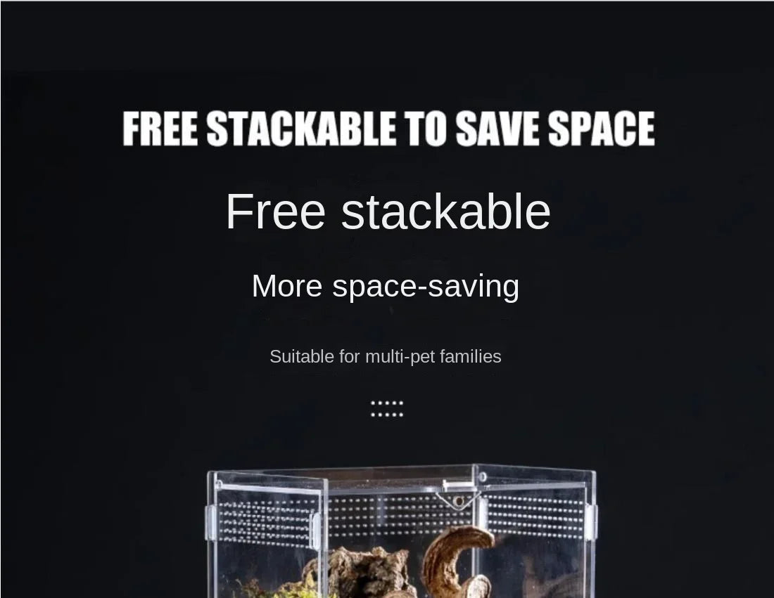 Reptile Acrylic Transparent Terrarium Breeding Box Turtle Cage Nano Arboreal Tarantula Enclosure Dearded Dragon Reptiles Habitat