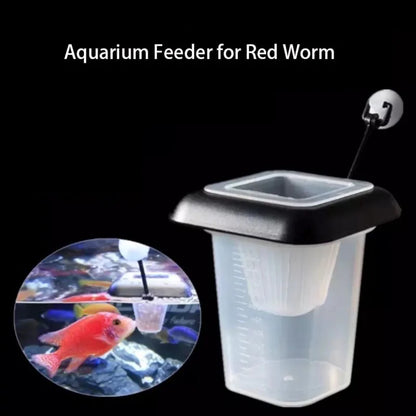 1pcs Plastic Feeder Set With Suction Cup For Aquarium Red Worm Feeding Fish Tank Cone Live Food Tapered Hopper Basket Supplies