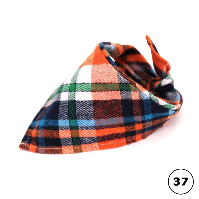 Plaid Cat Dog Bandana Pet Puppy Soft Cotton Bandanas Handkerchiefs Scarfs Triangular Bandages Accessories for Kittens Puppies