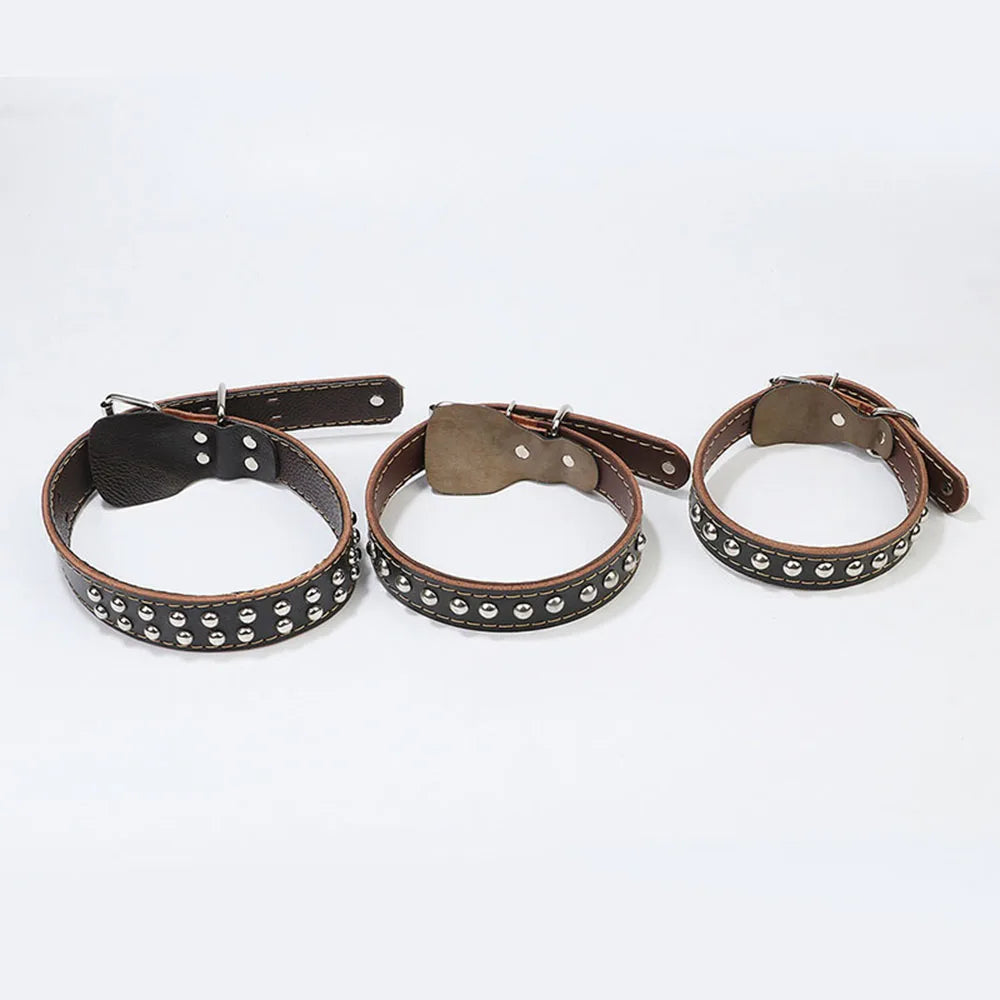 Unisex Studded Dog Collar Adjustable PU Leather Collars for Medium and Large Dogs Pet Necklace for Doberman Big Dogs Products