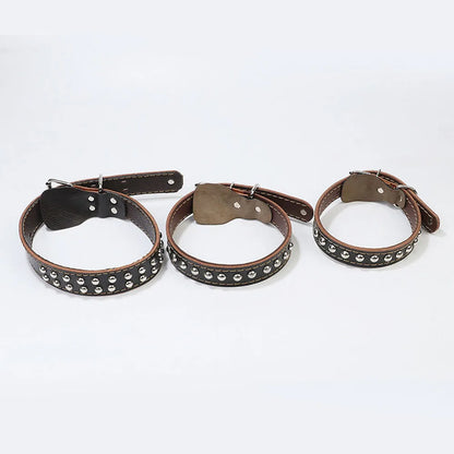 Unisex Studded Dog Collar Adjustable PU Leather Collars for Medium and Large Dogs Pet Necklace for Doberman Big Dogs Products