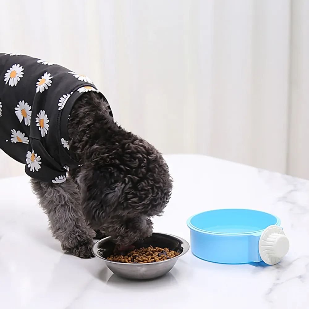 Pet Bowl Can Hang Stationary Dog Cage Bowls Stainless Steel Dog Cat Hanging Bowls Feeding Container for Small Dogs Accessorie