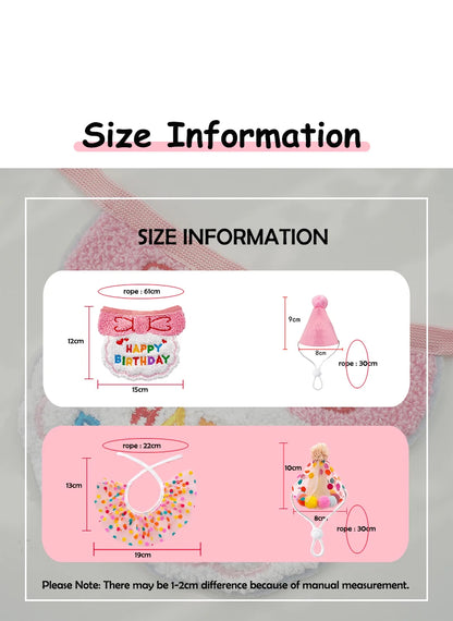 Lightweight Polyester Pet Cat Collars Birthday Decorate Puppy Chihuahua Saliva Necklace Cap Lace Up Adjustable Kitten Bandana