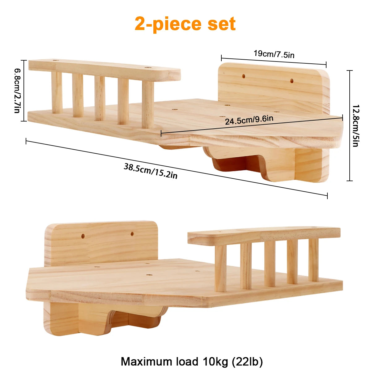 Wall Mounted Cat Wall Climbing Furniture Cat Corner Guardrail Steps and Platform Scratching Posts For Cat Walking and Playing