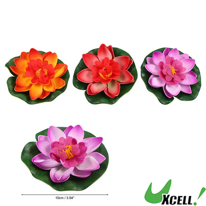 UXCELL 10cm Artificial Floating Lotus Flower Fake Lotus Plant Water Micro Landscape for Aquarium Garden Fish Tank Decoration