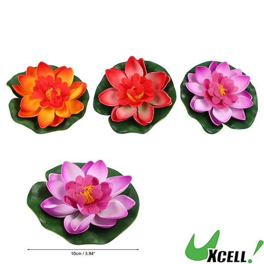 UXCELL 10cm Artificial Floating Lotus Flower Fake Lotus Plant Water Micro Landscape for Aquarium Garden Fish Tank Decoration