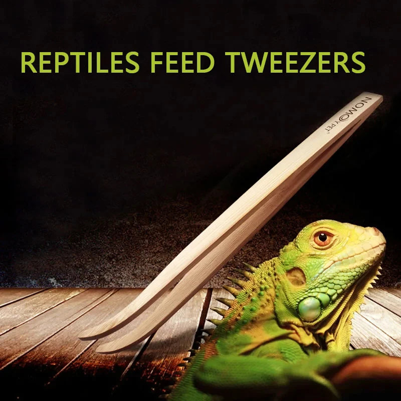 Reptile 16.5/28cm Bamboo Reptile Feeding Tongs Tweezers Long Handle Food Tongs Terrarium Eco Friendly Cleaning and Feeding Tools