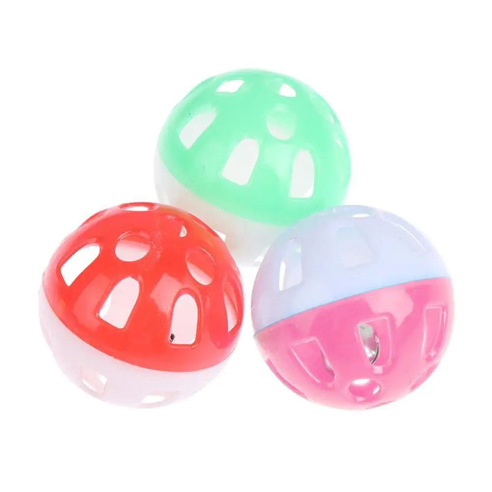 Pet Toys Colorful Kitten Toy Ball Plastic Hollow Bell Ball Interactive Ball Fun Training Chasing Cats And Dogs Pet Ball Pet Toy