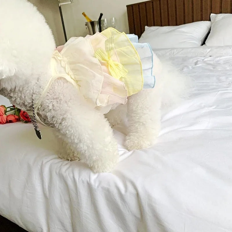 Dog Dress Chiffon Dog Princess Skirt Pet Vest Small Dog Outfit Puppy Summer Clothes Chihuahua Pug Dog Wedding Girls Dog Costume