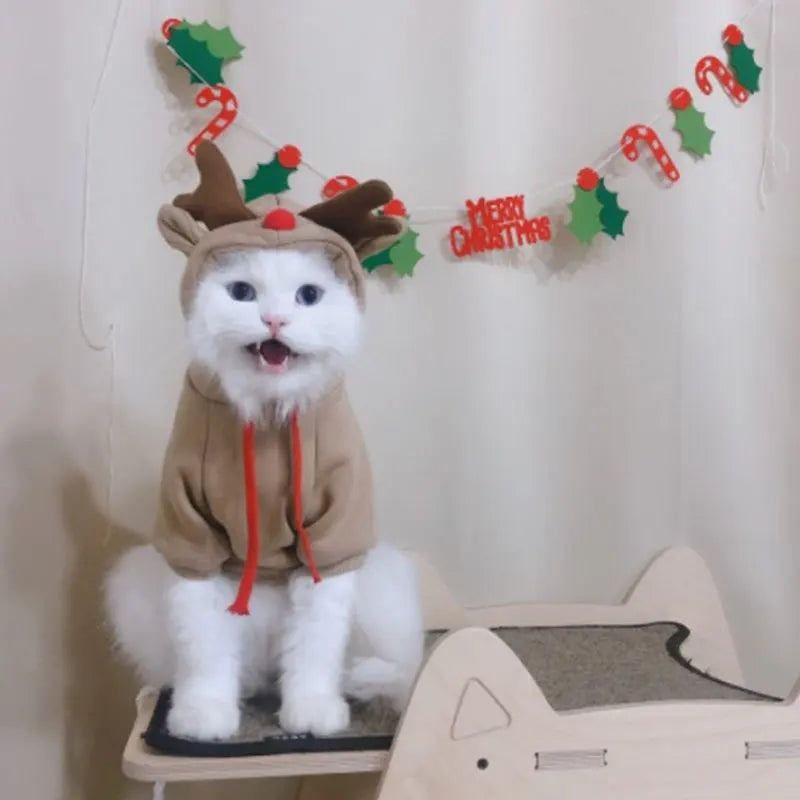 Funny Pet Dog Cat Halloween Costume Dog Costumes for Small Dogs Cosplay Elk Transformed Winter Warm Dog Clothes