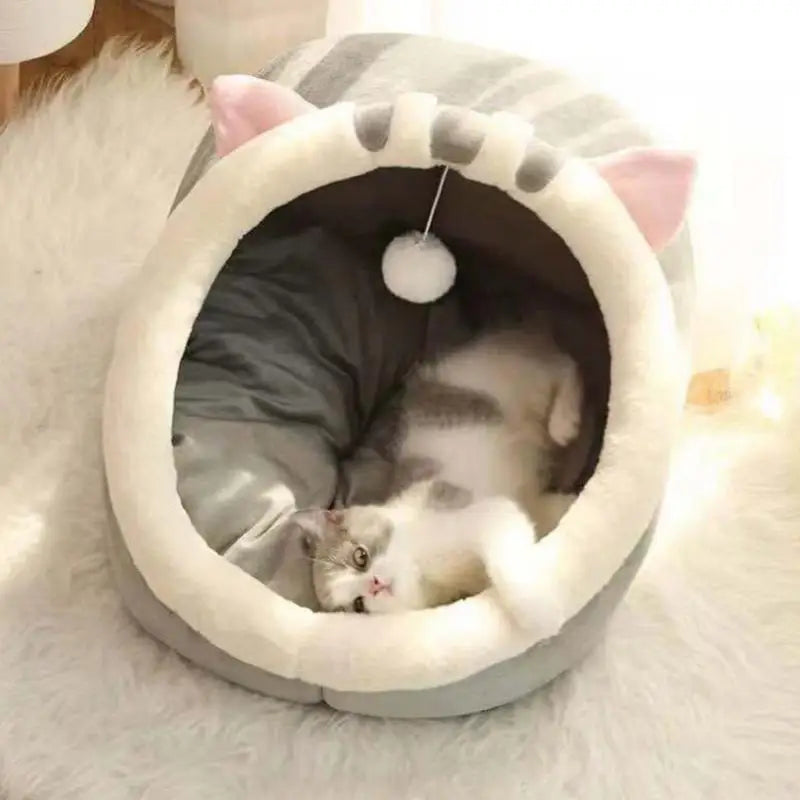 Cat Bed Warm Pet House Kitten Cave Cushion Cat House Round Cat Cushion Cat House 2 In 1 Warm Cats Basket Pet Sleep Bag