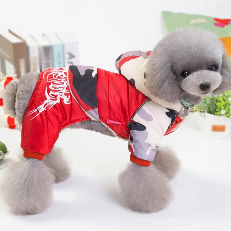 Winter Puppy Dog Coat Pet Clothes Windproof Dog Snowsuit Warm Fleece Padded Winter Pet Clothes for Dogs Cats Apparel