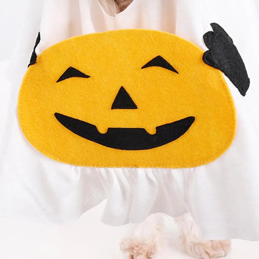 Halloween Costume for Dogs Witch Hat Pumpkin White Ghost Costume Fancy Dress for Dogs Cats Pet Outfits for Halloween Cosplay