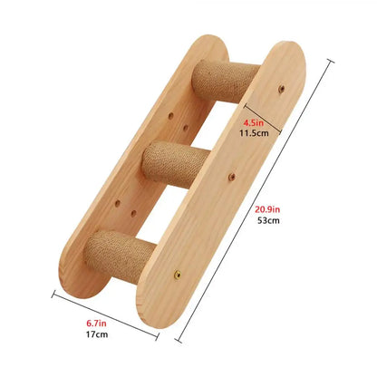 Wall Mounted Cat Wooden Climbing Shelves Cat House and Jumping Platform with Pedals or Stairway for Kitten Perch and Rest
