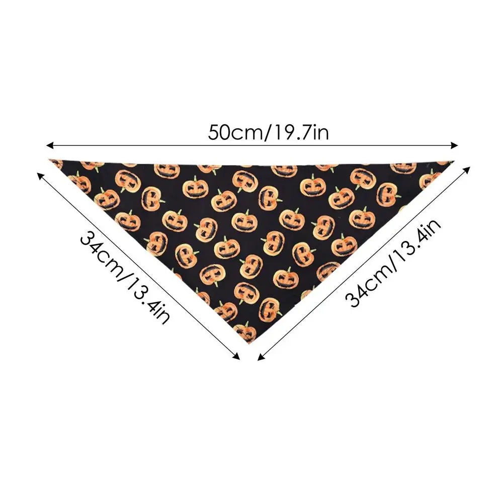Dog Scarf Pet Costume Saliva Towel Adjustable Pumpkin Dog Scarf Triangle Pet Scarf Skull Washable For Boy Girl Toy