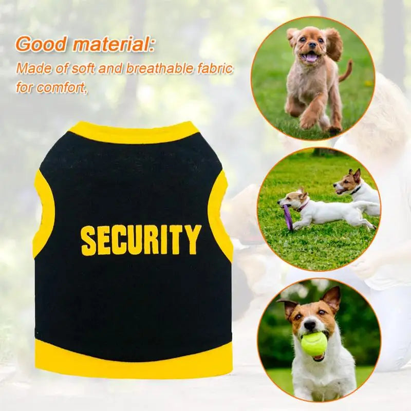 Cotton Dog Shirt for Small Dogs, Boy Summer Clothes, Security Dog Shirt, Male Pet Outfits, Cat Clothing