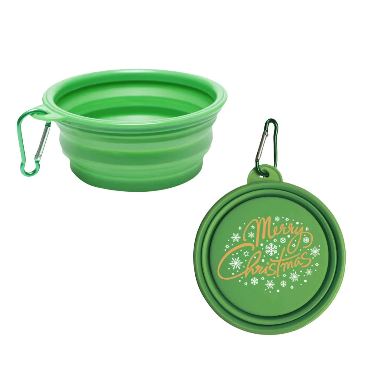 Collapsible Silicone Dog Food Water Bowl Cute Christmas Pet Bowl Outdoor Travel Portable Folding Supplies Dishes with Carabiner