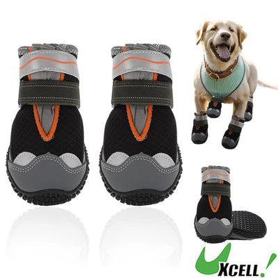 UXCELL 4pcs Summer Dog Shoes Breathable Mesh Dog Boots Paw Protectors for Hot Roads Outdoor Walking Pet Shoes Portswear