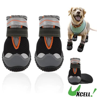 UXCELL 4pcs Summer Dog Shoes Breathable Mesh Dog Boots Paw Protectors for Hot Roads Outdoor Walking Pet Shoes Portswear