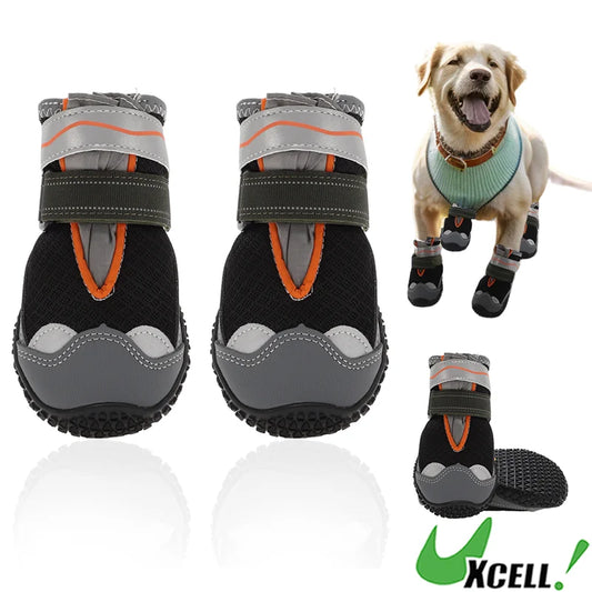 UXCELL 4pcs Summer Dog Shoes Breathable Mesh Dog Boots Paw Protectors for Hot Roads Outdoor Walking Pet Shoes Portswear