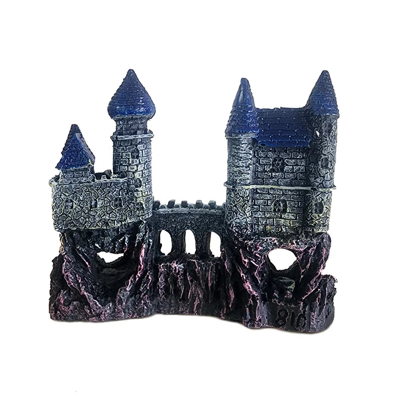 Resin Artificial Fish Tank Ancient Castle Decoration Aquarium Rock Cave Building Decoration Aquatic Landscaping Ornament Decor