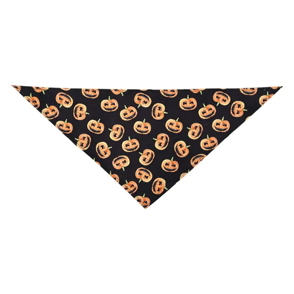 Dog Scarf Pet Costume Saliva Towel Adjustable Pumpkin Dog Scarf Triangle Pet Scarf Skull Washable For Boy Girl Toy