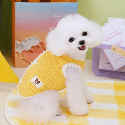 Winter Warm Clothes Cardigan Pet Dog Coat Fleece Jacket Chihuahua Bichon Clothing Puppy Vest Girls Dog Costume for Small Dogs