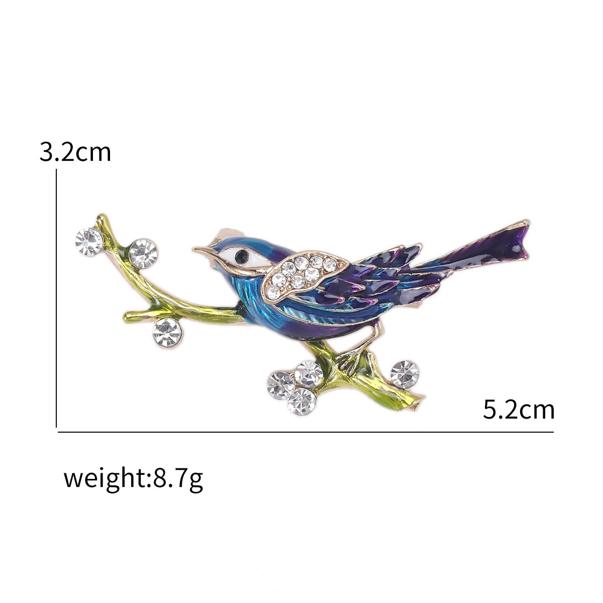 Enamel Bird Brooches for Women Rhinestone Sparrow Pins Magpie Badge Office Party Friend Gifts Accessories