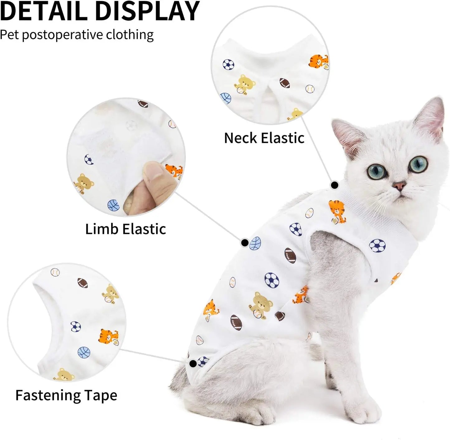 Cat Surgery Recovery Suit Soft Female Cat Onesie After Surgery Spay Surgical Abdominal Wound Skin Diseases E-Collar Alternative
