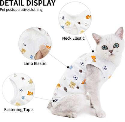 Cat Surgery Recovery Suit Soft Female Cat Onesie After Surgery Spay Surgical Abdominal Wound Skin Diseases E-Collar Alternative