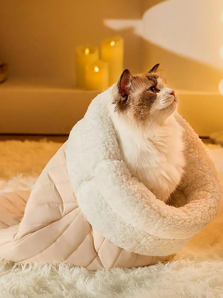 Cat Sleeping Bag Sleeping Bag Semi-Enclosed Cats Dogs Warming Pad Soft Cat Bed Lovely Cat Nest Pet Supplies for Cats and Dog