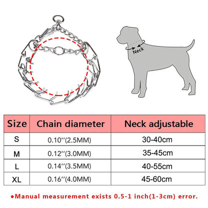 Quick Release Prong Dog Collar Chrome Plated Adjustable Metal No Pull Dog Training Collar Safe No Choke Pinch Collar for Dogs