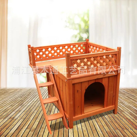 Teddy's Nest Kennel Wooden Cage Kennel Dog Furniture Small Double Deck Kennel Cat Villa Cat Nest Cattery