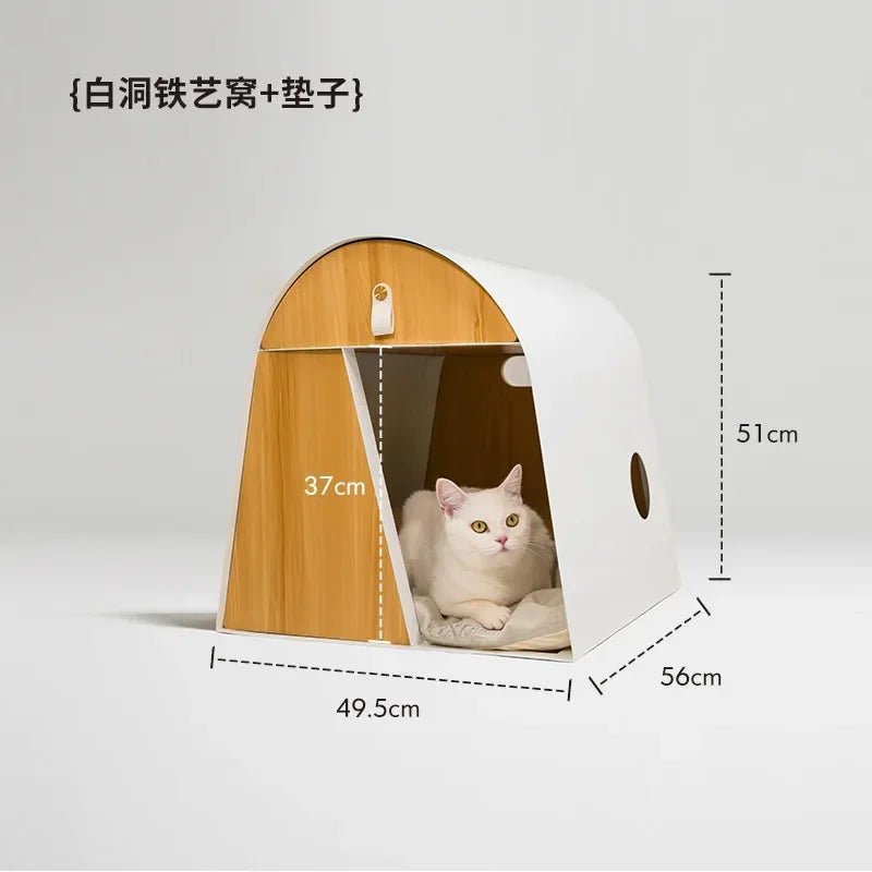 Iron Kennel Cat Litter Solid Wood Internet Celebrity Cat Villa Pet Wooden House Dog House Cat