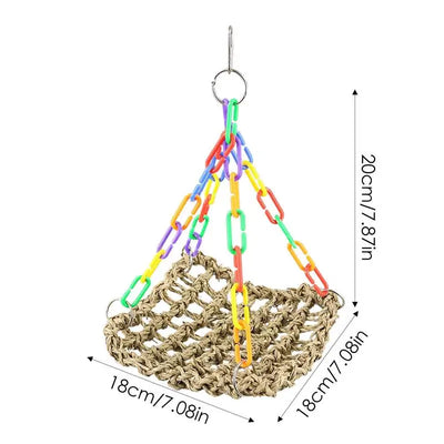 Bird Cage Hammock Swing Toy Woven Cage Hammock Parrot Swing Toy Teeth Care Bird Climbing Hammock Playing For Parrots Parakeets