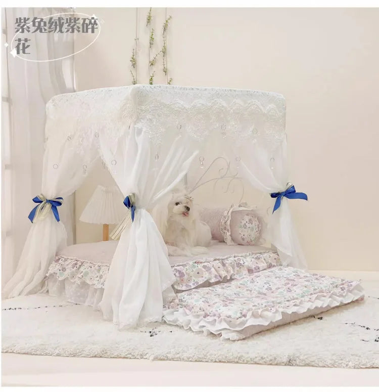 Pet Bed Cat Bed Cat Nest Teddy Than Bear Kennel Princess Wrought Iron Dog Bed Small Medium and Large Dog Supplies