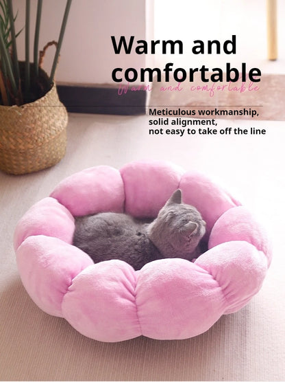 Cat Beds Petal Shaped Winter Warm Sleeping Cat Nest Soft Plush Pet Bed Dog Basket Cushion Cat Bed Cat Cushion Animal Sleeping