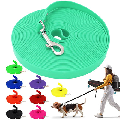Waterproof Dog Leash PVC Dog Leash Recall Long Line For Beach,Swimming,Tracking,Training Dogs Lead for Pet,Medium and Large Dogs