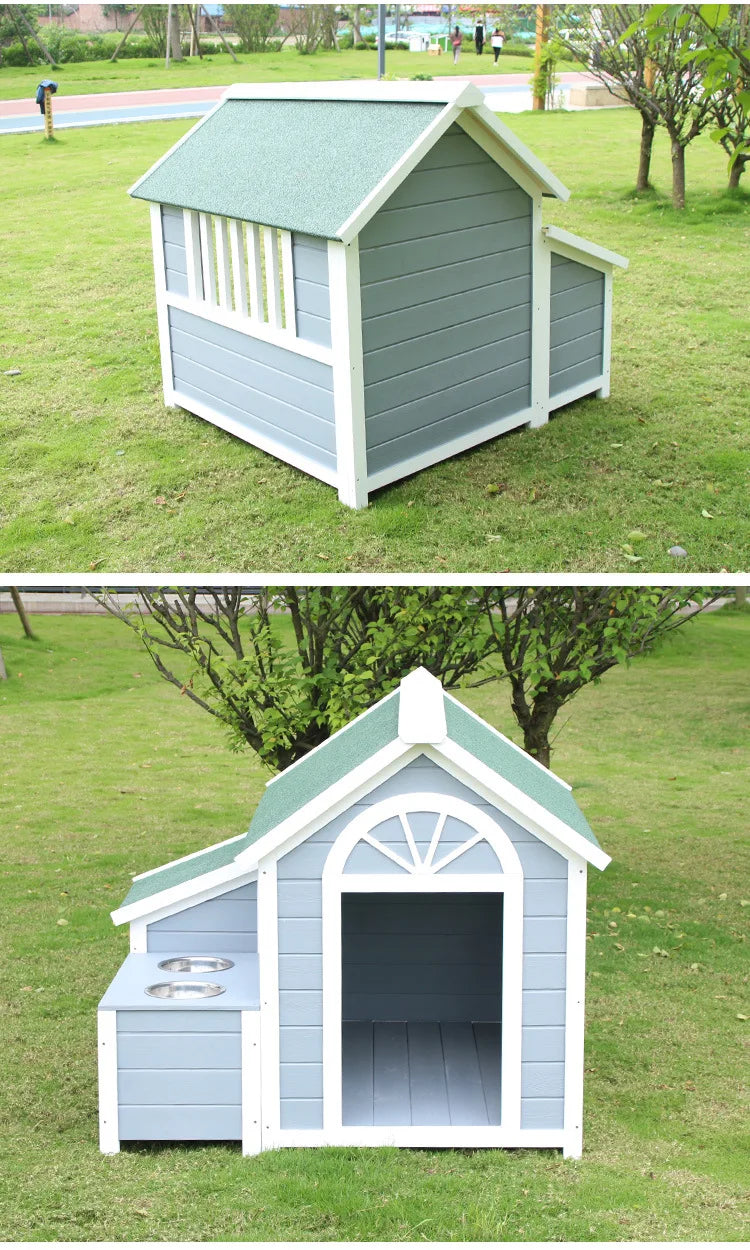 All Seasons Solid Wood Dog House Outdoor Rainproof Outdoor Pet Kennel Large Kennel